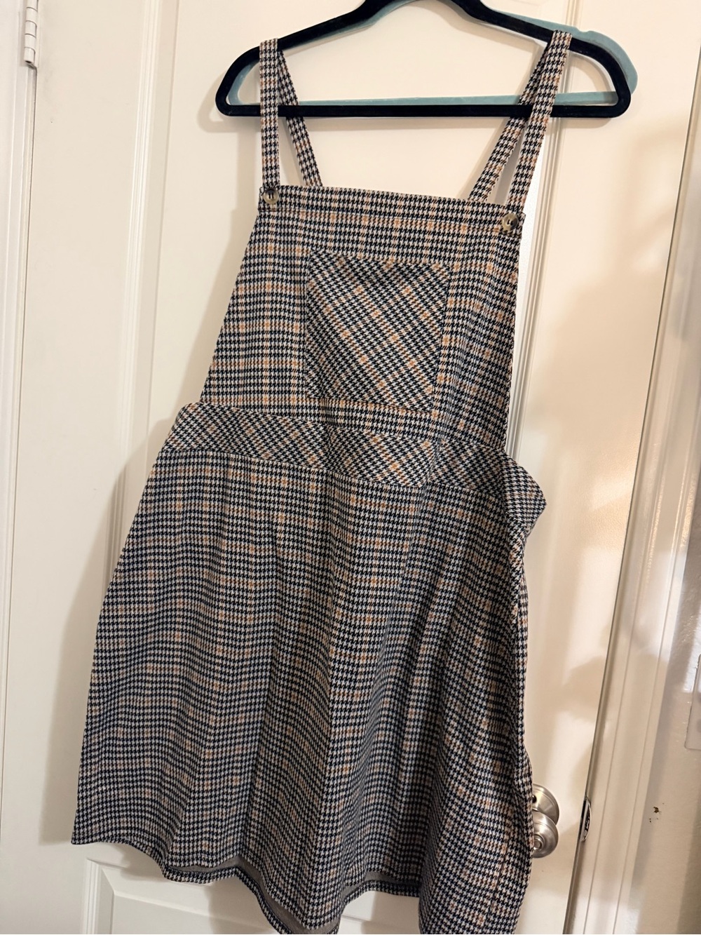 torrid Black and Cream Plaid Backless Pinafore Dress